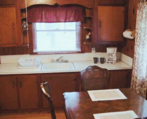 Compact kitchen in Cabin 3 – practical amenities in a quiet cabin Hot Springs rental