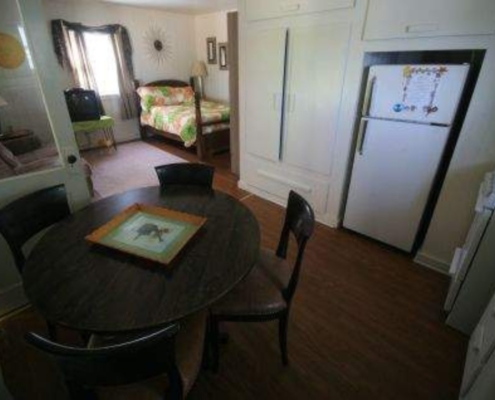 Fully equipped kitchen inside Cabin 7 at Knollwood Lodge in Hot Springs